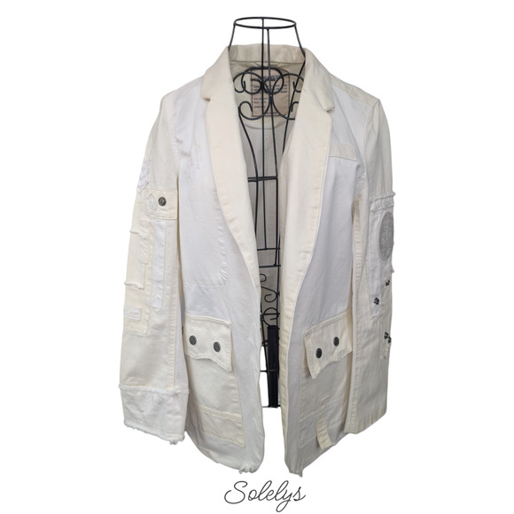 Zadig & Voltaire Very Grunge White Open Casual Cotton Utility Jacket FR36 Small - Picture 11 of 11